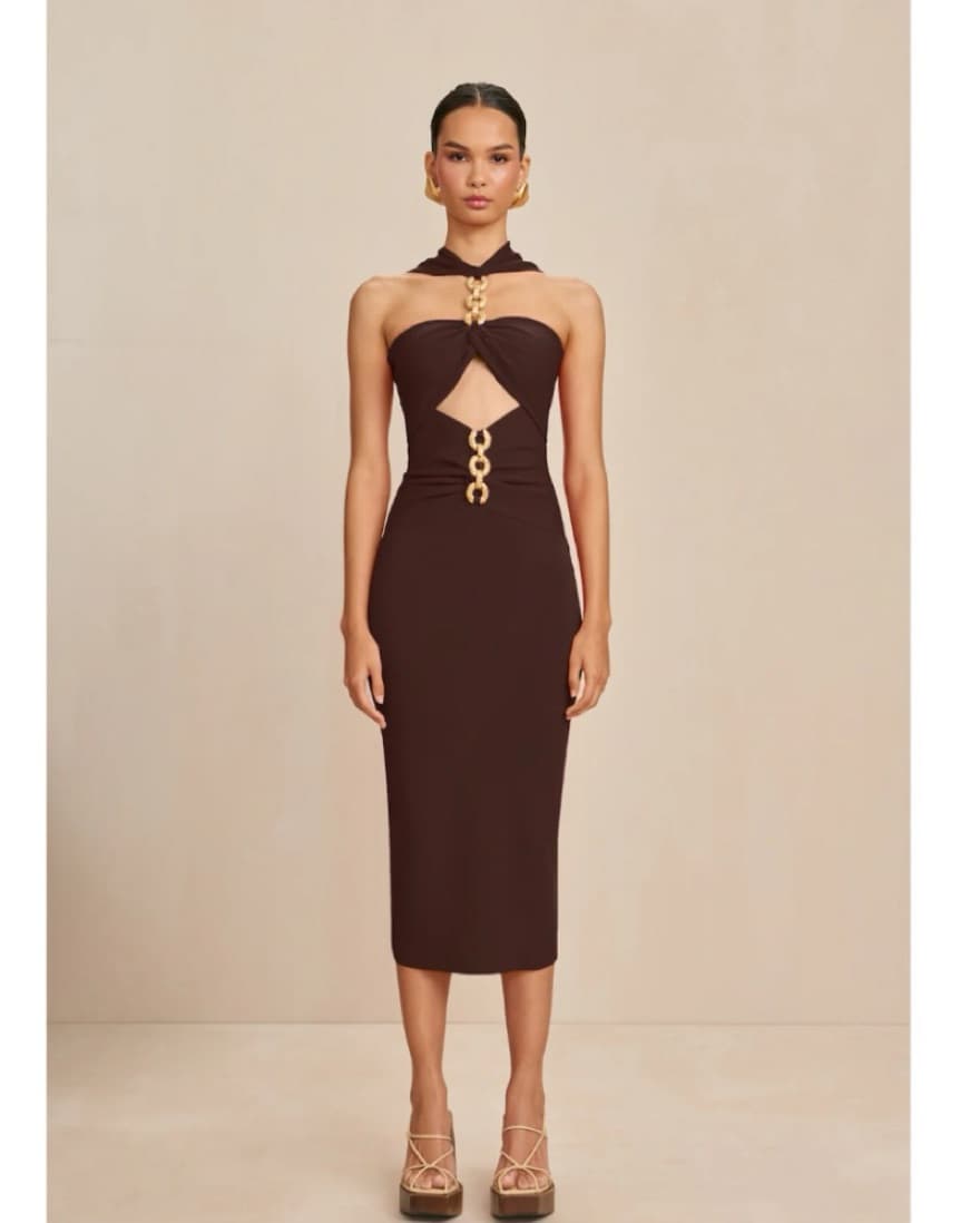 Cult Gaia Cristos Dress Brown - Image 6