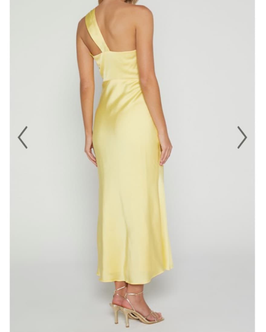 Carmella Midi Dress In Yellow Satin - Image 4