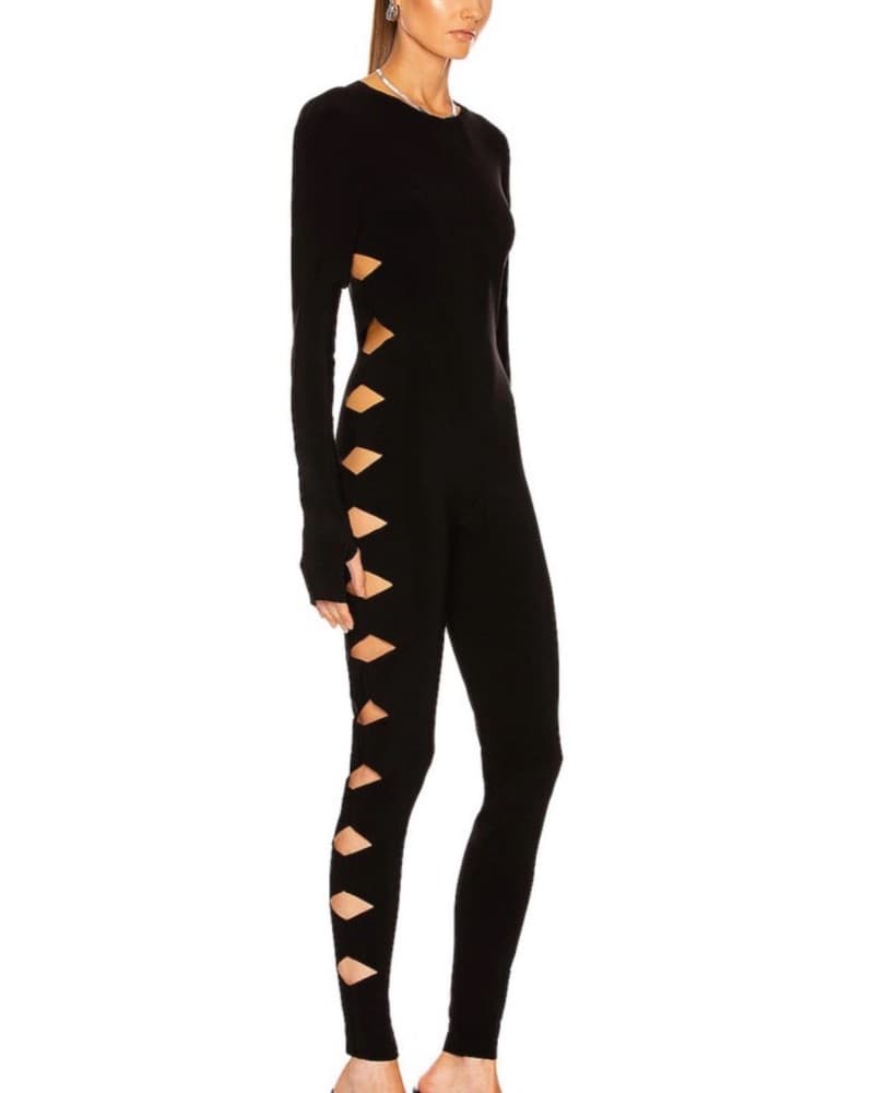 Norma Kamali Cut Out Black Catsuit XS - Image 3