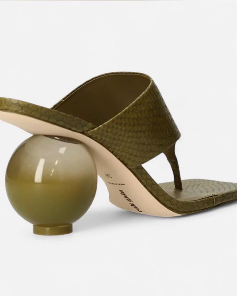 Cult Gaia Green Ball Snakeskin Heels - Image 3
