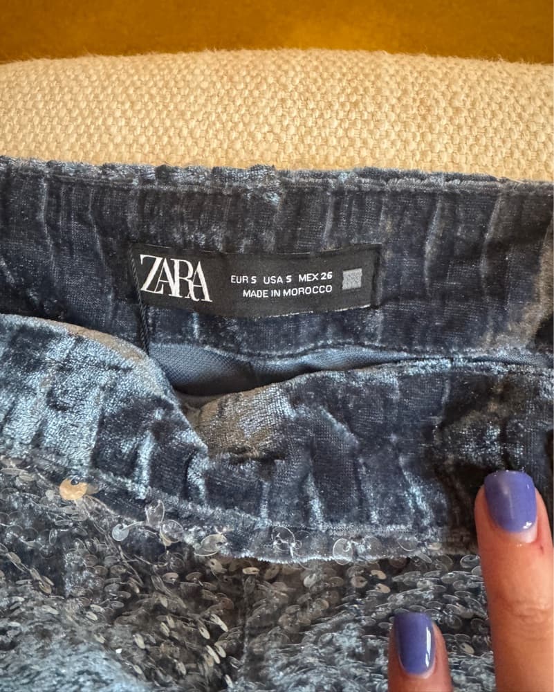 Blue velvet sequin pants  - Image 4