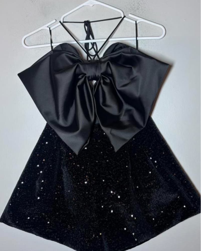 zara bow sequin romper playsuit - Image 1