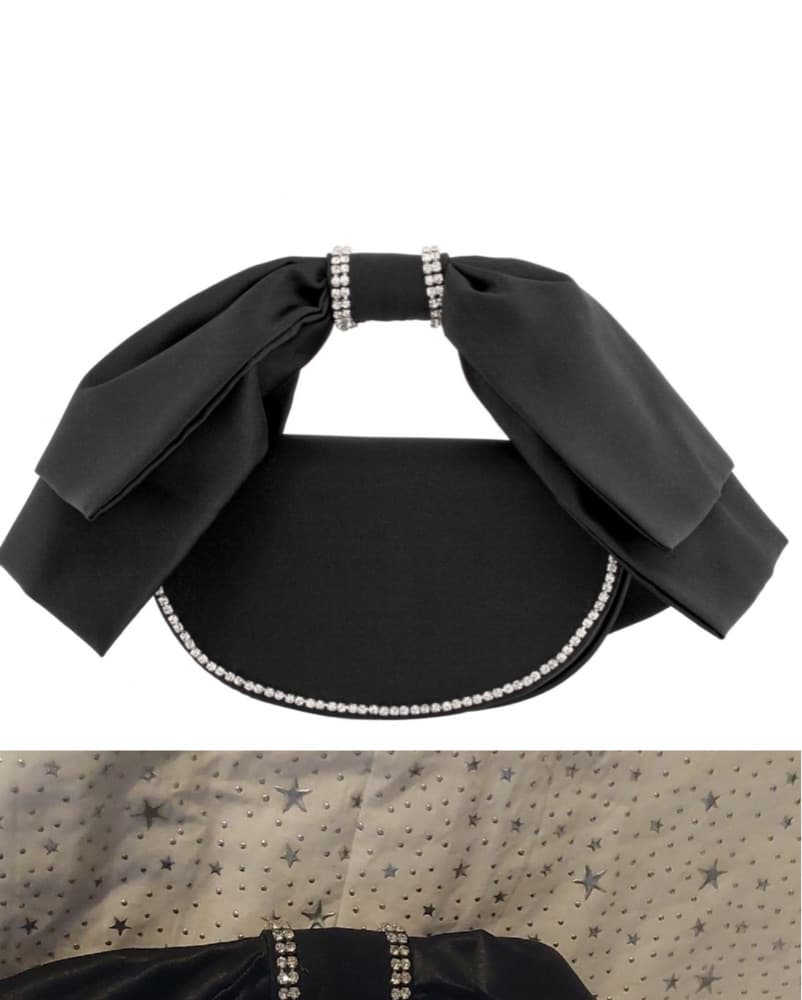  Black Embellished Satin Clutch - Image 1