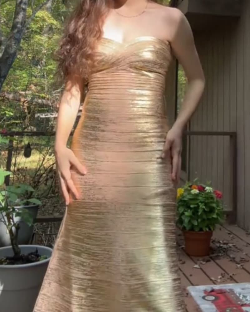 she is dressed in dignity and strength Acrylic Pin Badge - Clothed With Formal Dresses Las Vegas Comes on one sheet multi colored flowy dress Color:Misty Rose