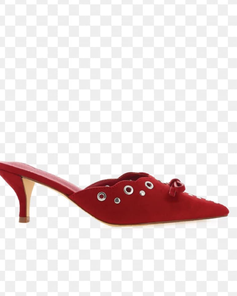 Red Suede Kitten Heel - Image 2