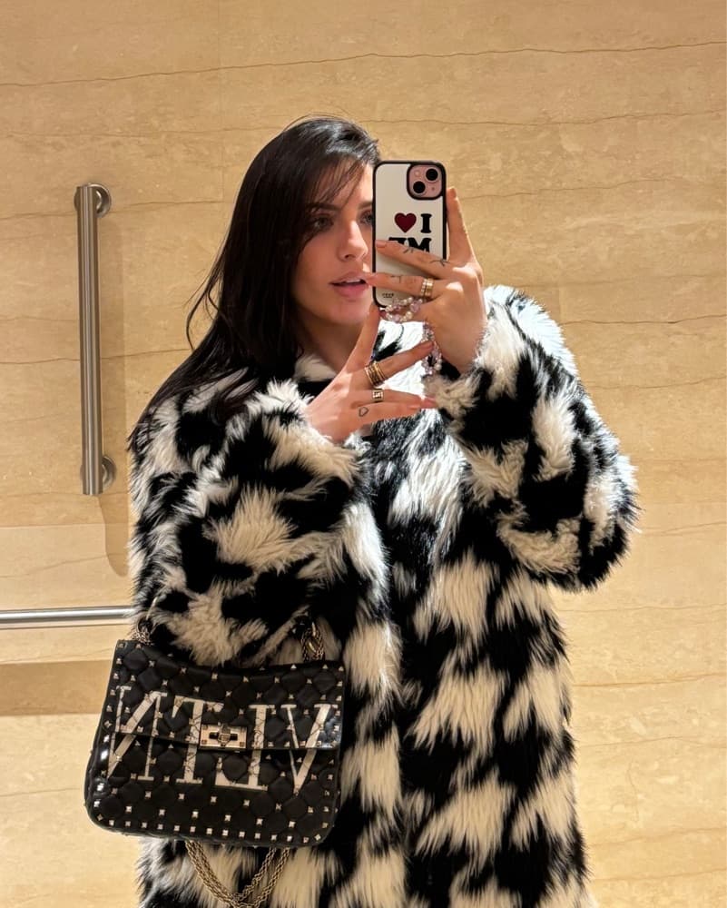 Chic Monochrome Faux Fur Coat - Image 1
