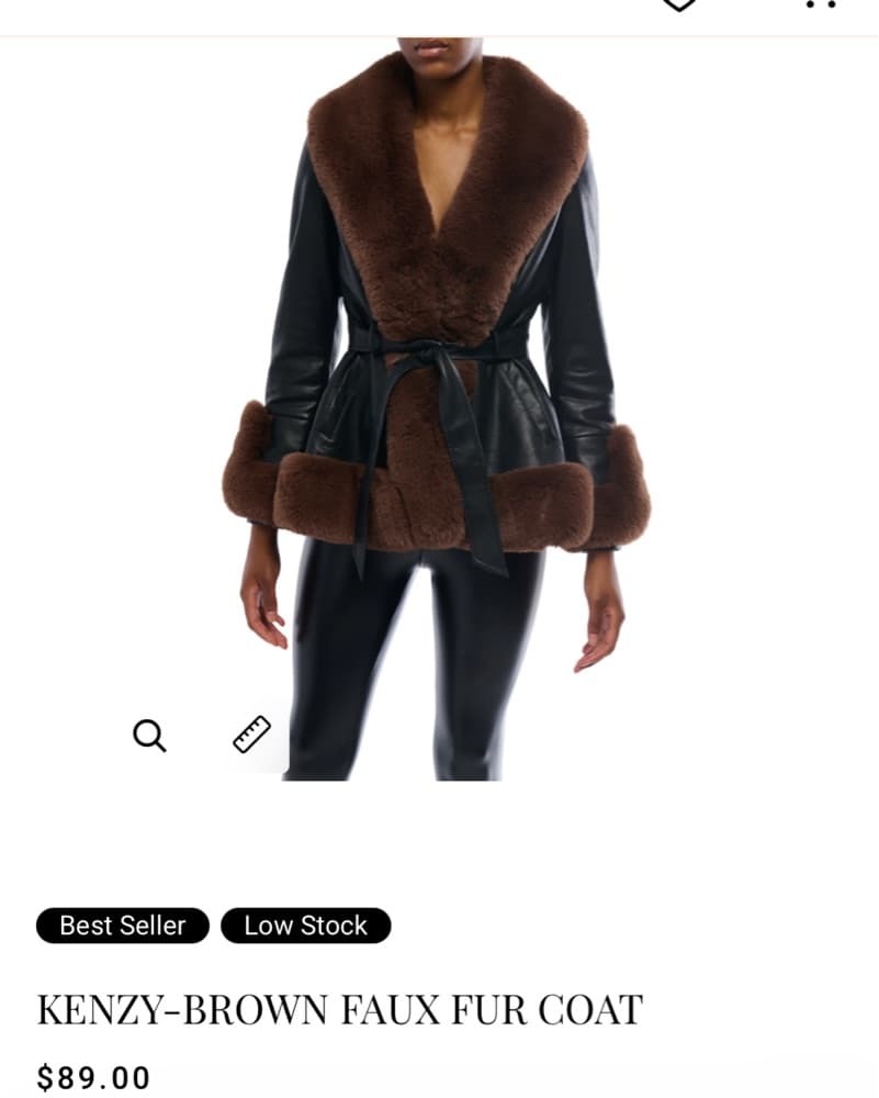 Kenzy-Brown Faux Fur Coat - Image 1