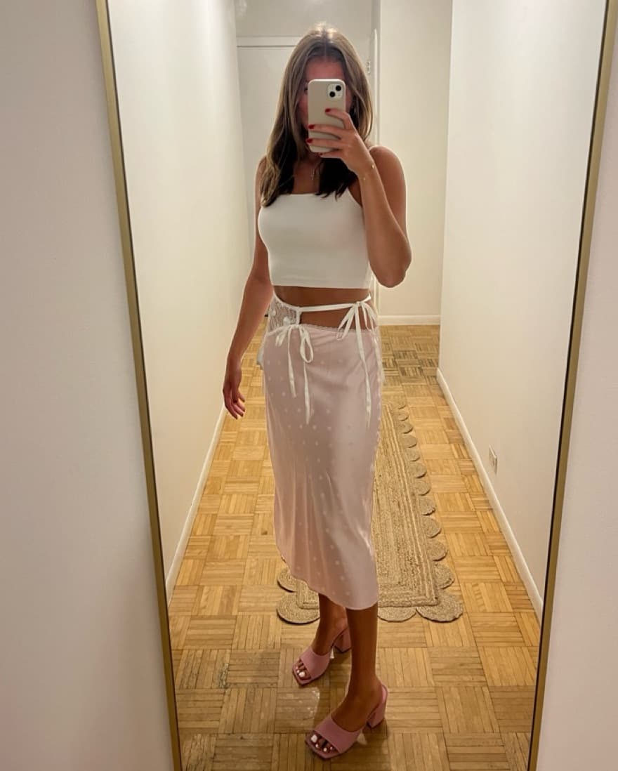 Silk Pink Midi Skirt - Image 5