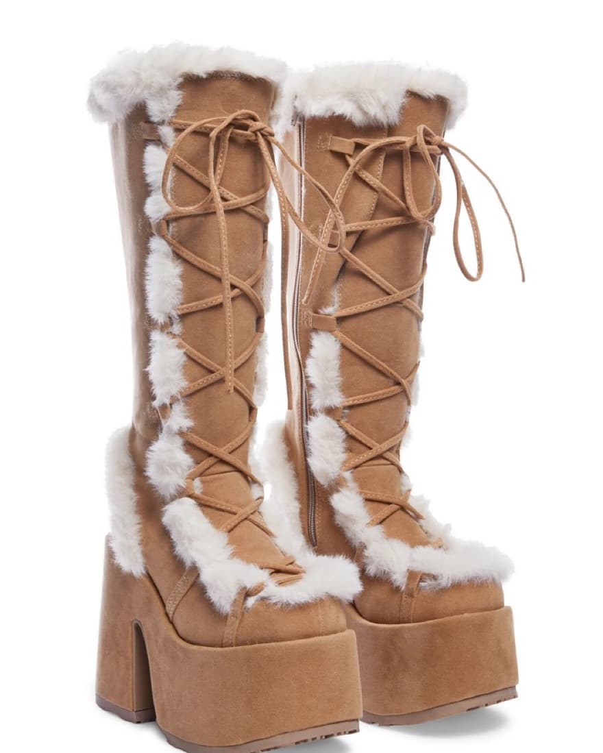 TAN PLATFORM SNOW BOOTS🤎🤍🤎🤍 - Image 3