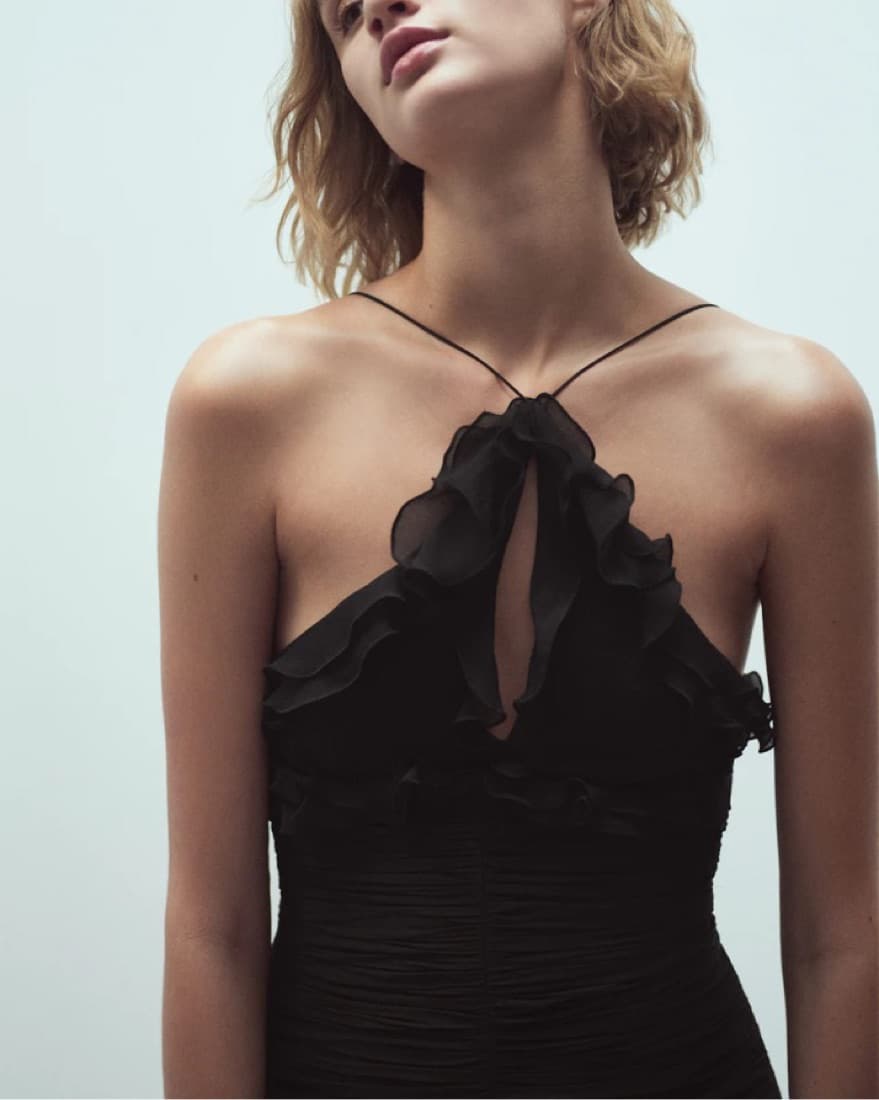 Mango Halter Neck Ruched Dress - Image 4