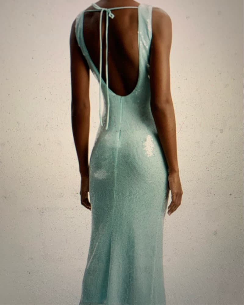 Aqua Sequined Party Dress - Image 3