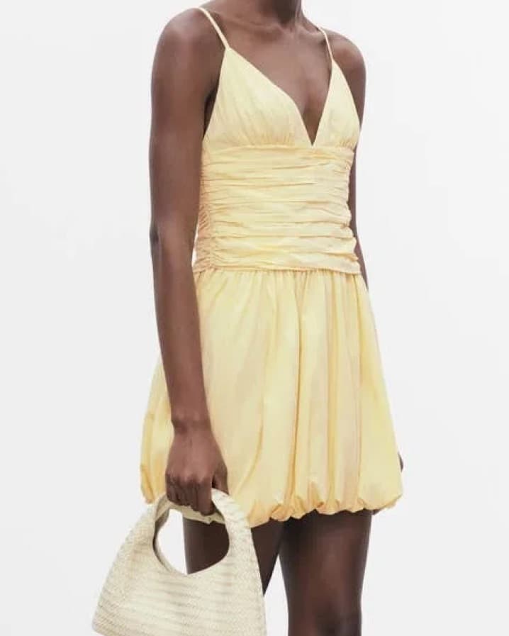 Butter Yellow Bubble Mini Dress - Image 2