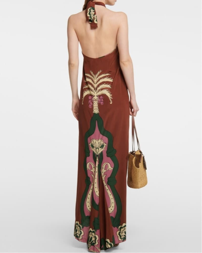 Johanna Ortiz 100% Silk Brown Maxi Dress - Image 2