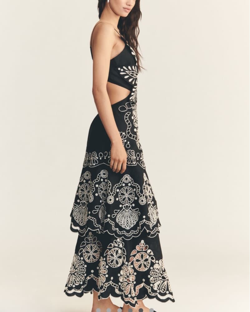 Farm rio 3D Floral Linen Midi  - Image 6