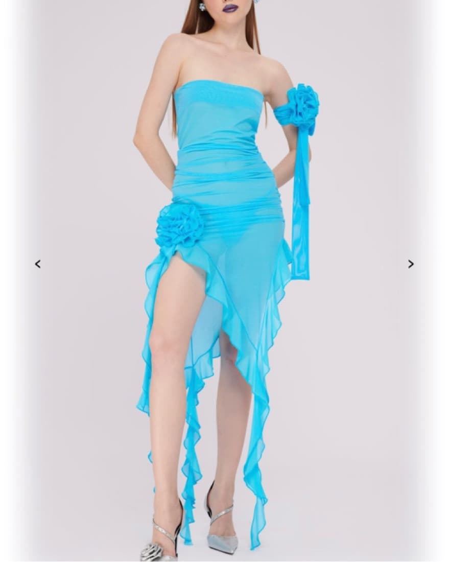 Fanci Club Sheer Blue Crime Dress - Image 1