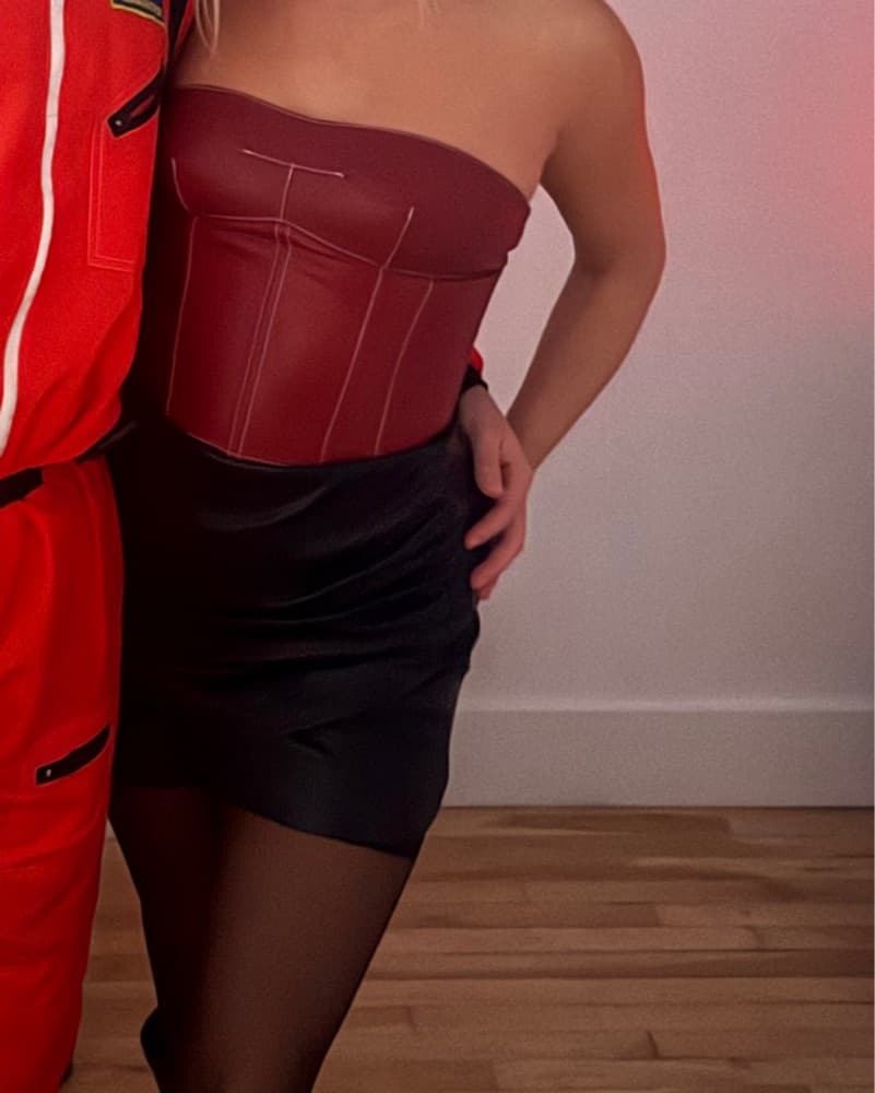 Edikted Moss Faux Leather Lace Up Corset - Image 3