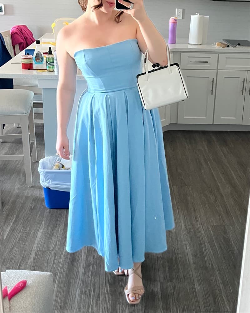 House Of CB Strapless Blue Midi Dress  - Image 1