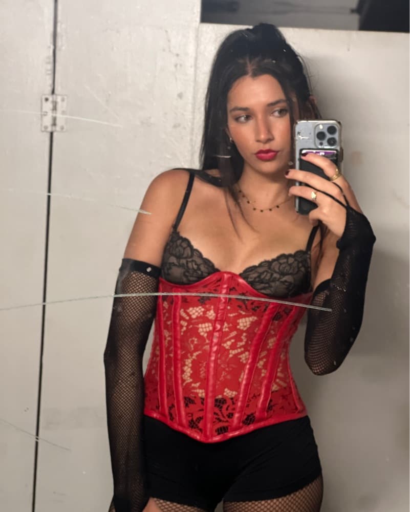 Red Lace Laceup Corset - Image 1