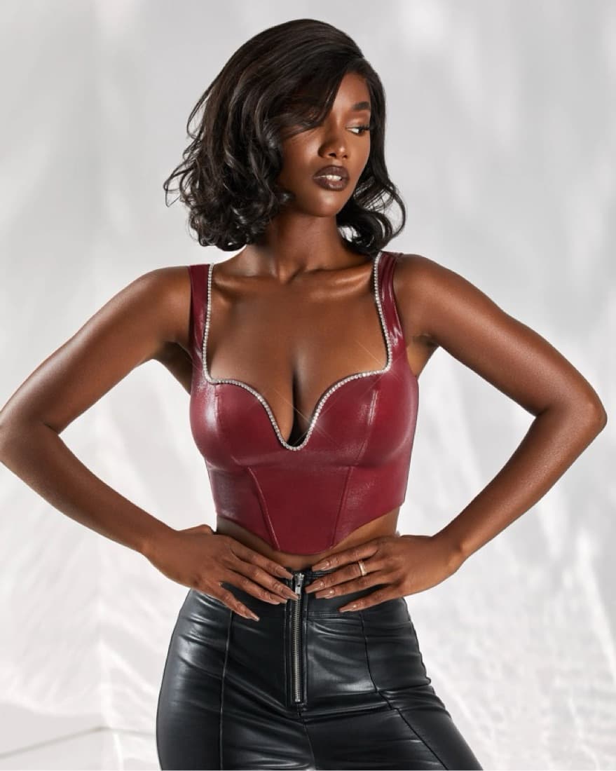 Oh Polly Day Dream Corset Top - Burgundy - Image 2