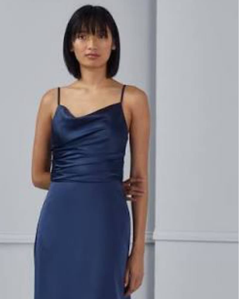 Amsale Navy Silk SHORT dress - Image 1