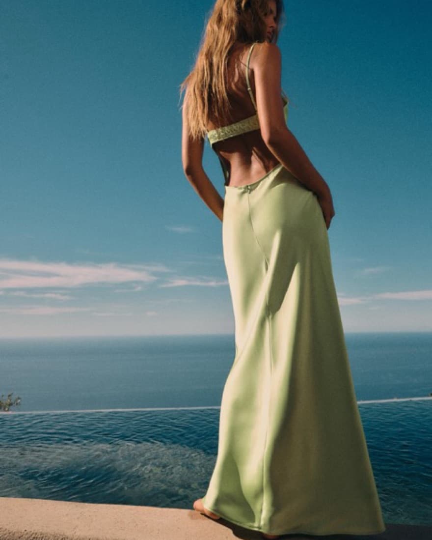 Satin Effect Midi Slip Dress - Image 3