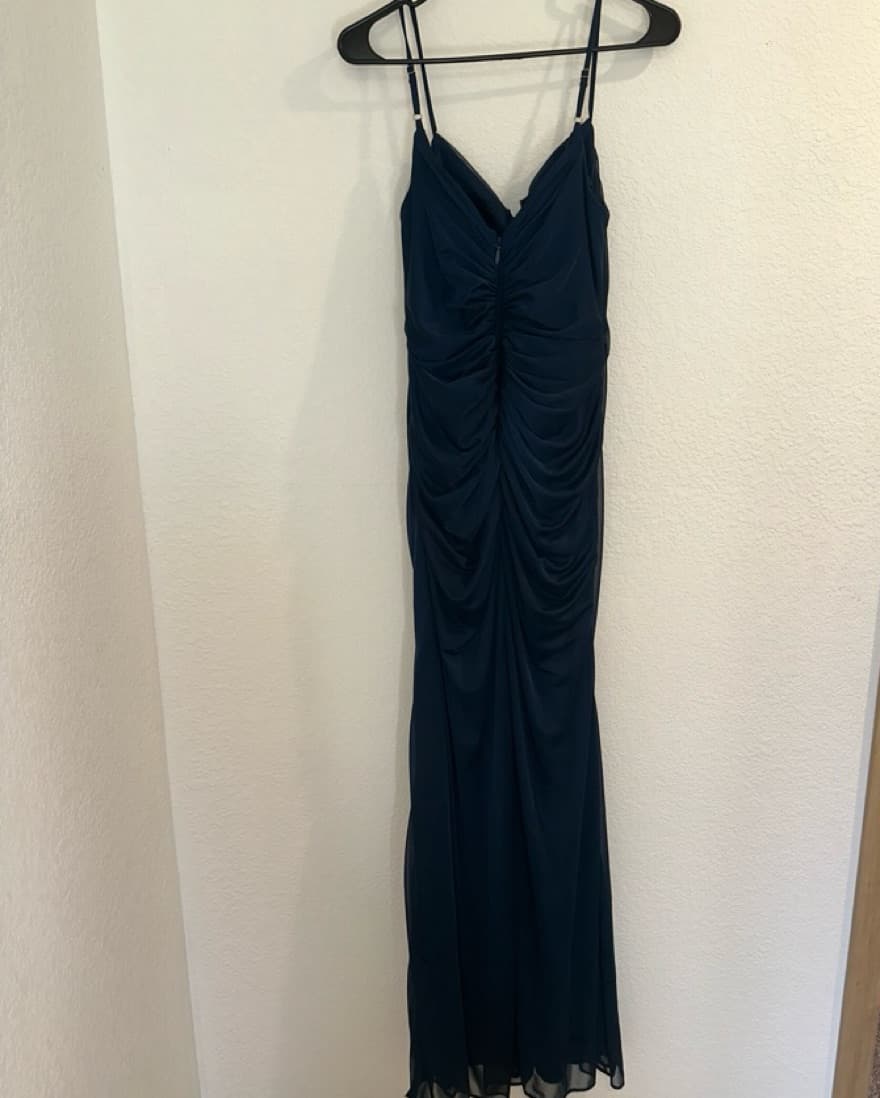 Dark Navy Azazie Bridesmauds Dress - Image 3
