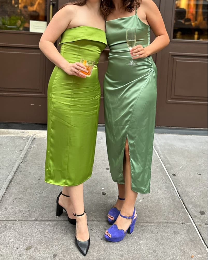 Reformation green satin Johan strapless  - Image 3