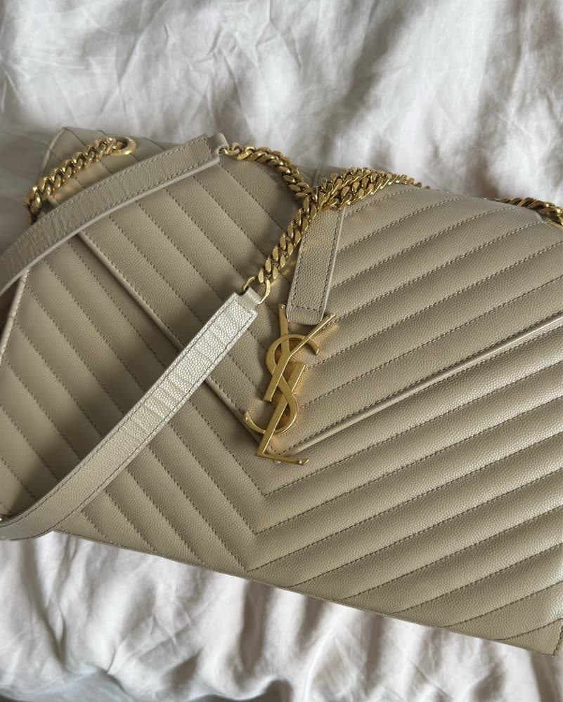 YSL Envelope Medium Bag Beige - Image 1