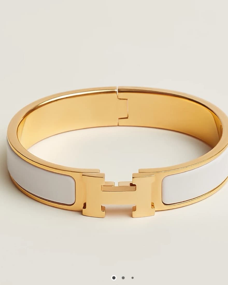 Hermes Gold And White Clic H Bracelet - Image 2
