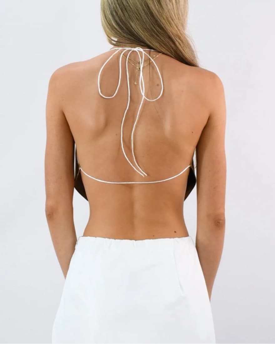 Bronze Metallic Cowl Neck Halter Top - Image 6