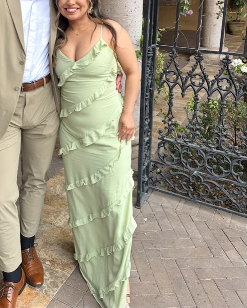 ASOS Light Green Ruffle Maxi Dress  - Image 3