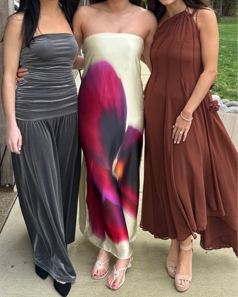 Strapless Floral Yellow Maxi Dress - Image 3