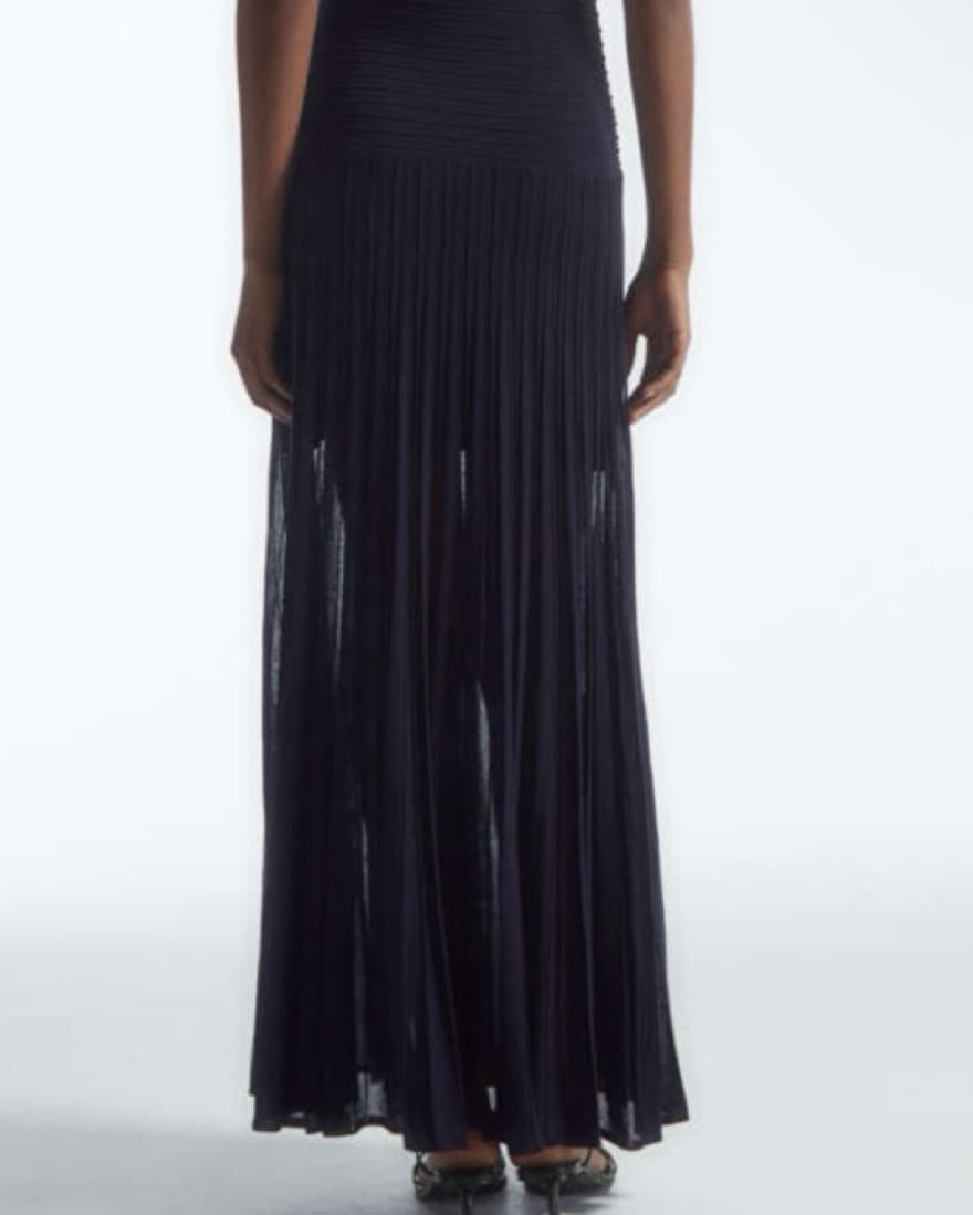 COS Navy Pleated Dress - Image 5