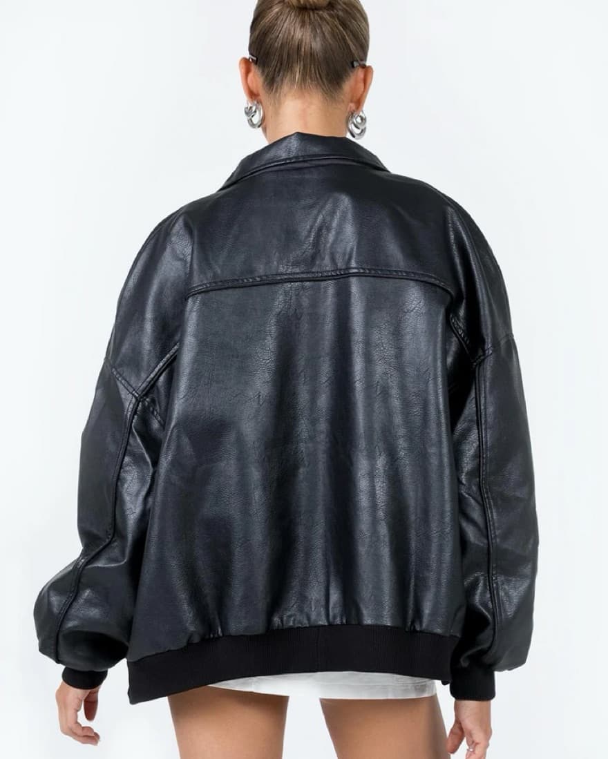 Princess Polly Leather Bomber Jacket - Image 2