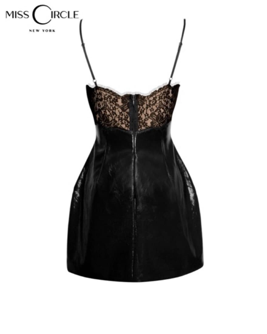 Shelby Black Vegan Leather Mini Dress - Image 4