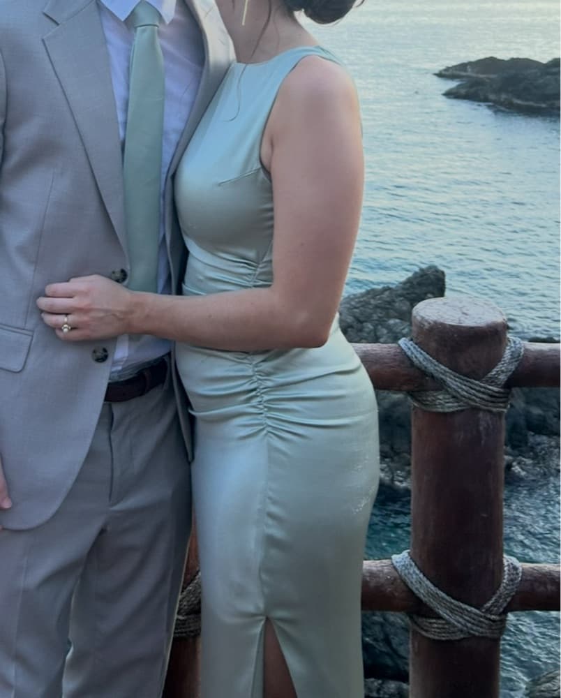 High neck satin Anthropologie dress - Image 2