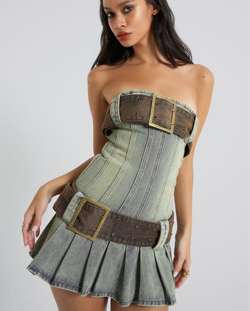 Jaded London Belt Dress “Chelsea Denim” - Image 1
