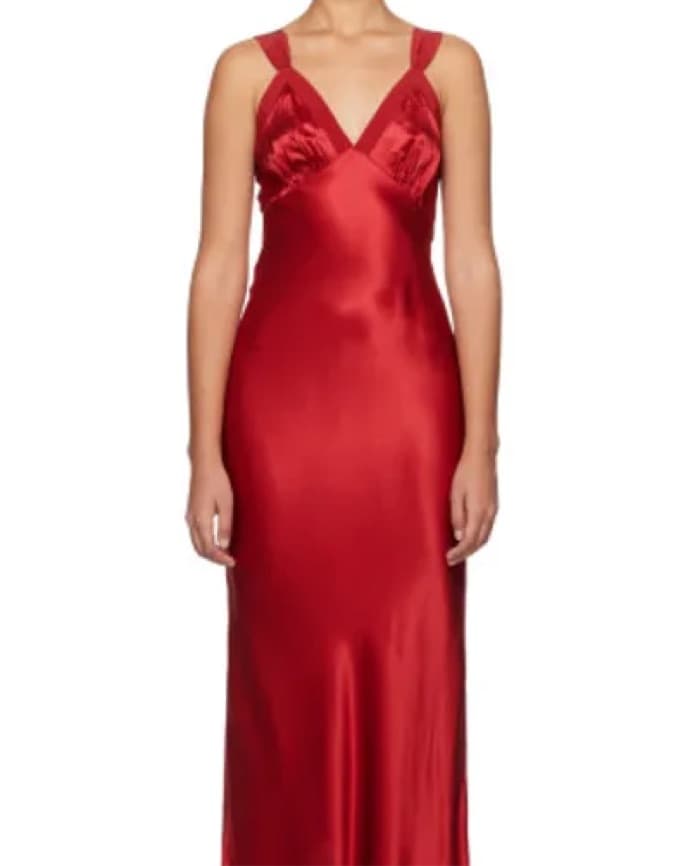 Reformation Red Silk Maxi Dress - Image 2