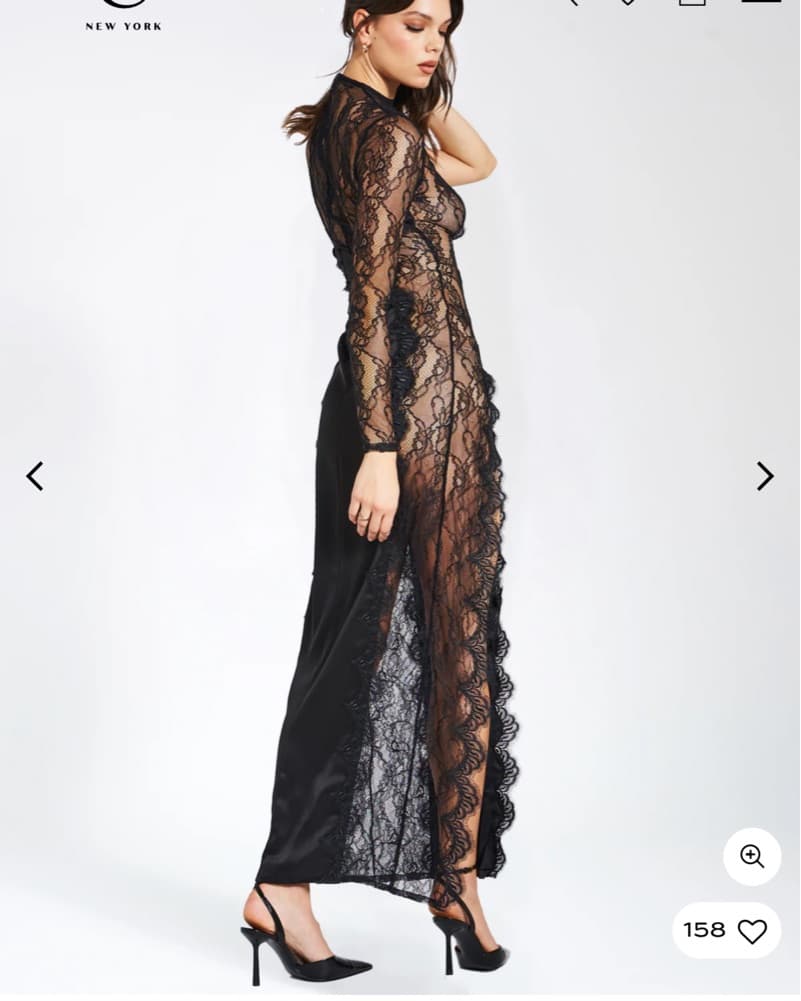 Black Lace Dress - Long - Image 3