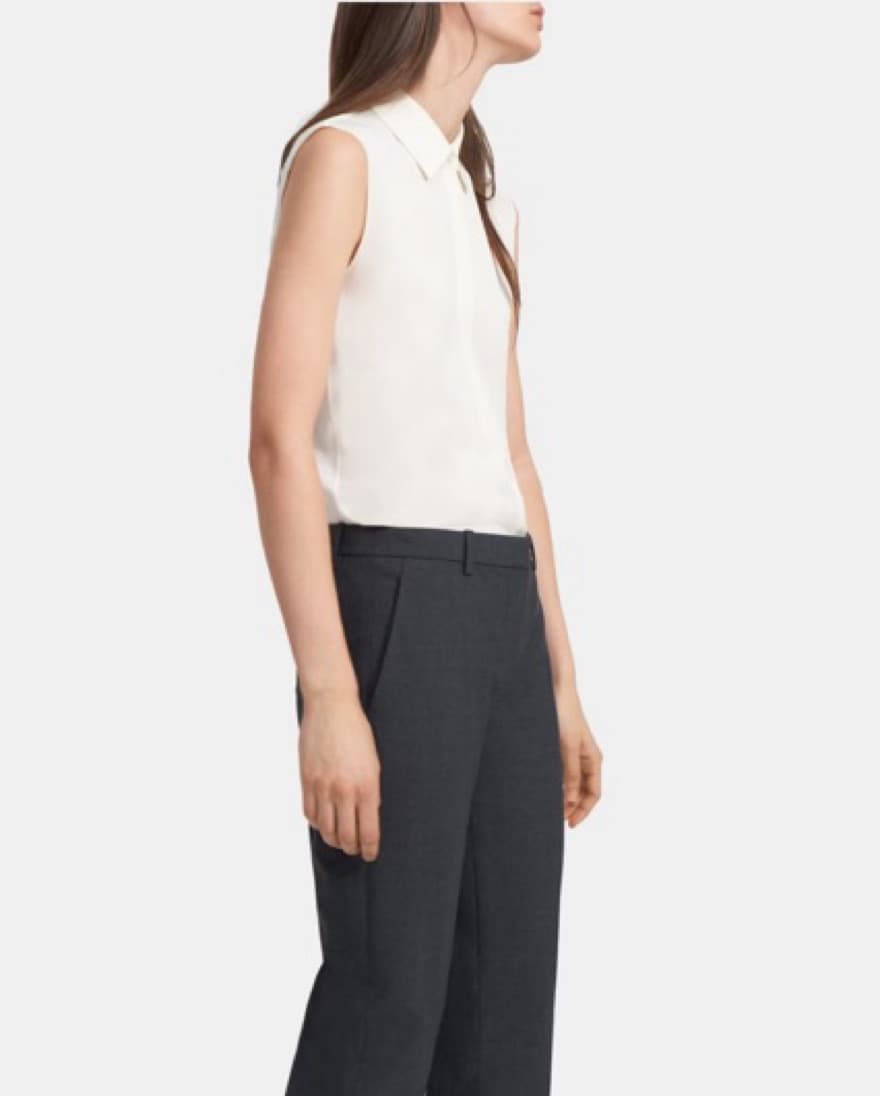 Theory Silk Fitted Sleeveless Top - Image 2