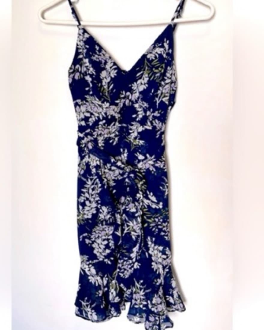 B. Smart Navy Wrap Dress - Image 3