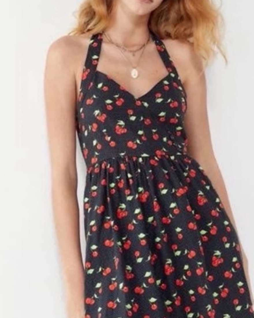 Urban Outfitter Cherry Linen Halter Dres - Image 1