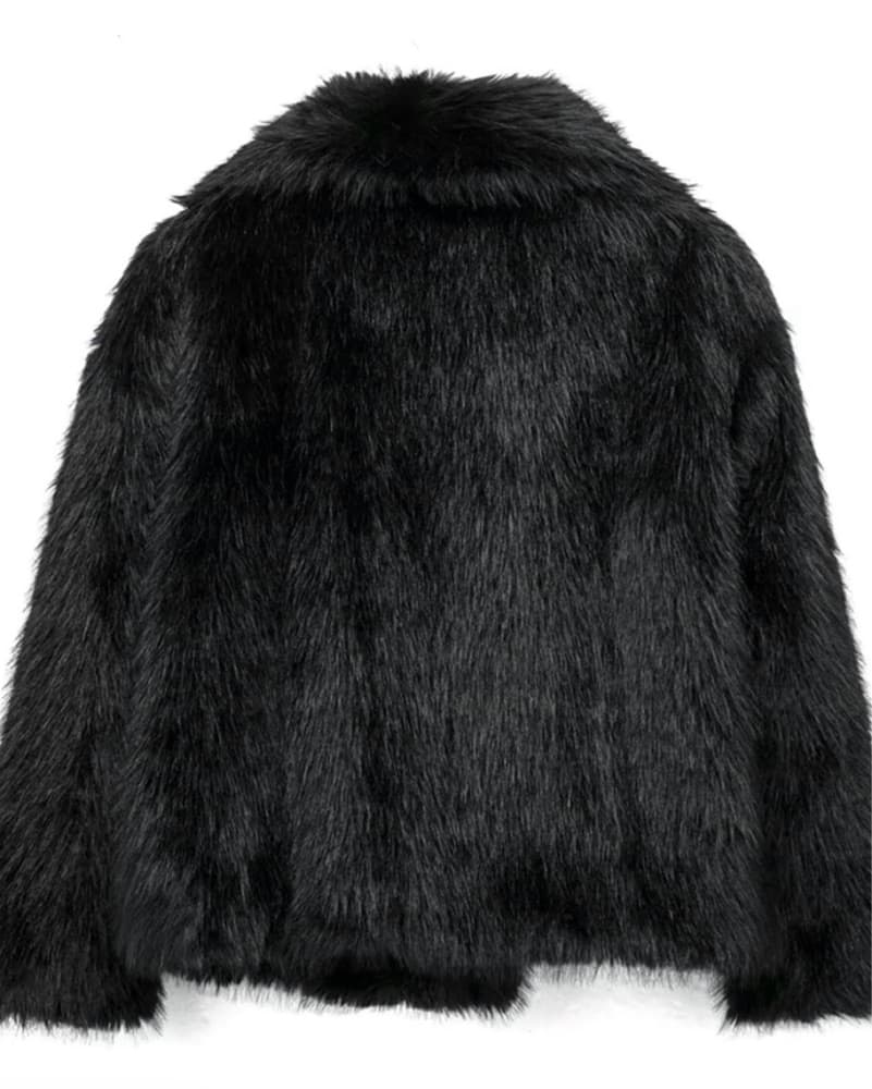 Black Faux Fur Jacket - Image 2