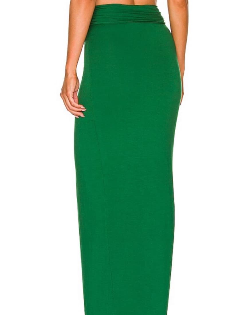 Green Maxi Skirt With A Slit - Image 3