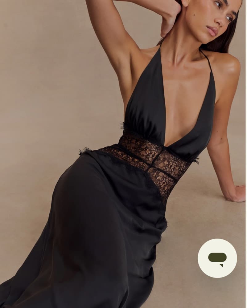 Meshki Lace-Accented Black Gown - Image 2