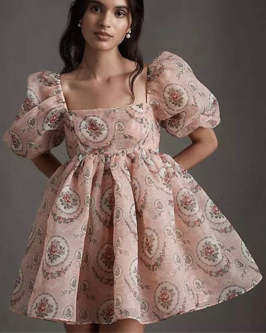 Selkie Rapunzel Puff Dress In Pink - Image 1