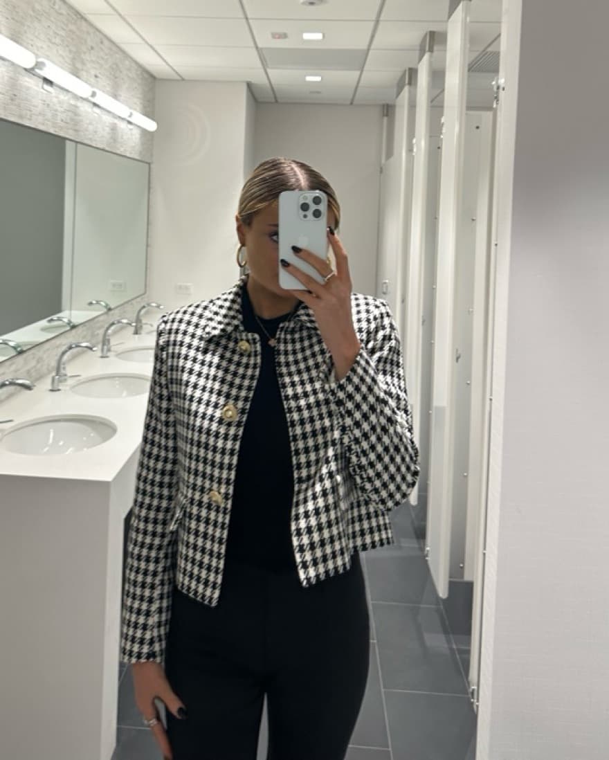 Zara Textured Houndstooth Jacket   - Image 2