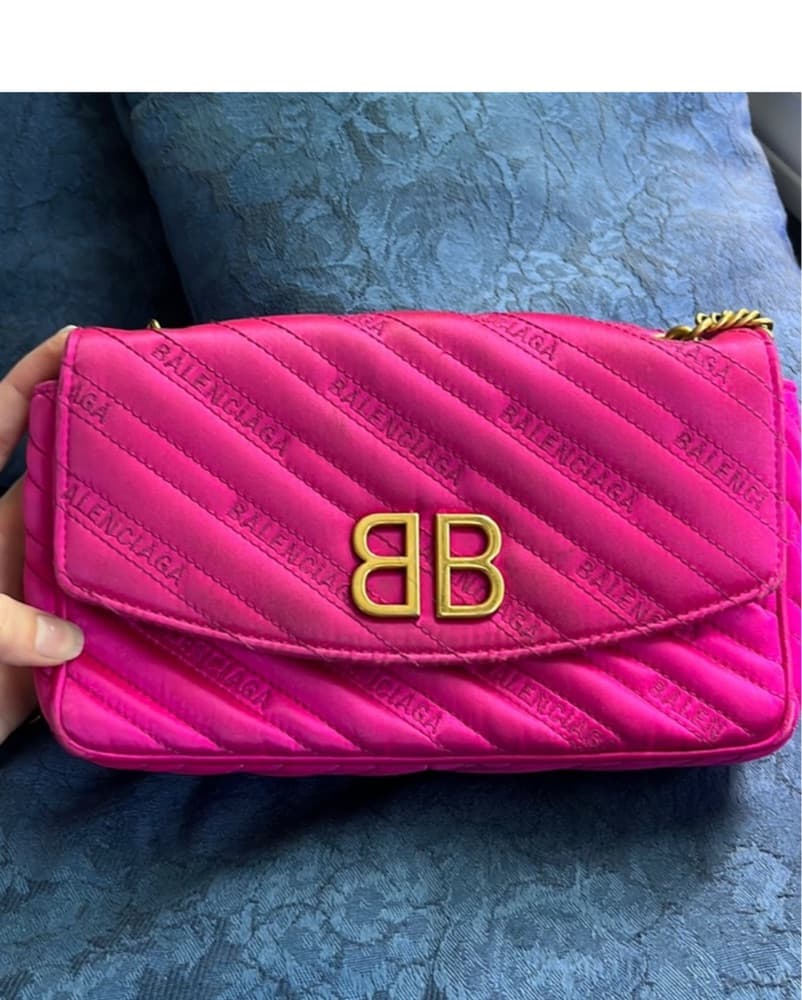 Balenciaga Hot Pink Satin Jacquard Purse - Image 4