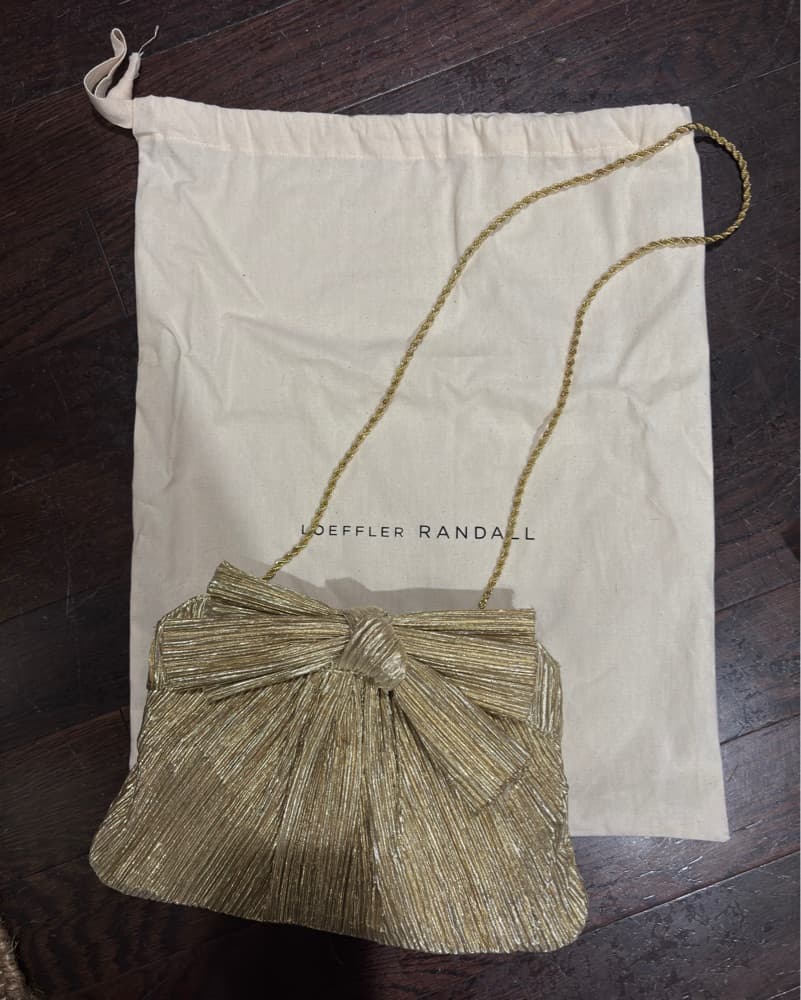 Gold Pleated Bow Clutch  - Image 2