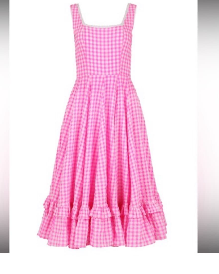 Pink Gingham Midi Dress - Image 3